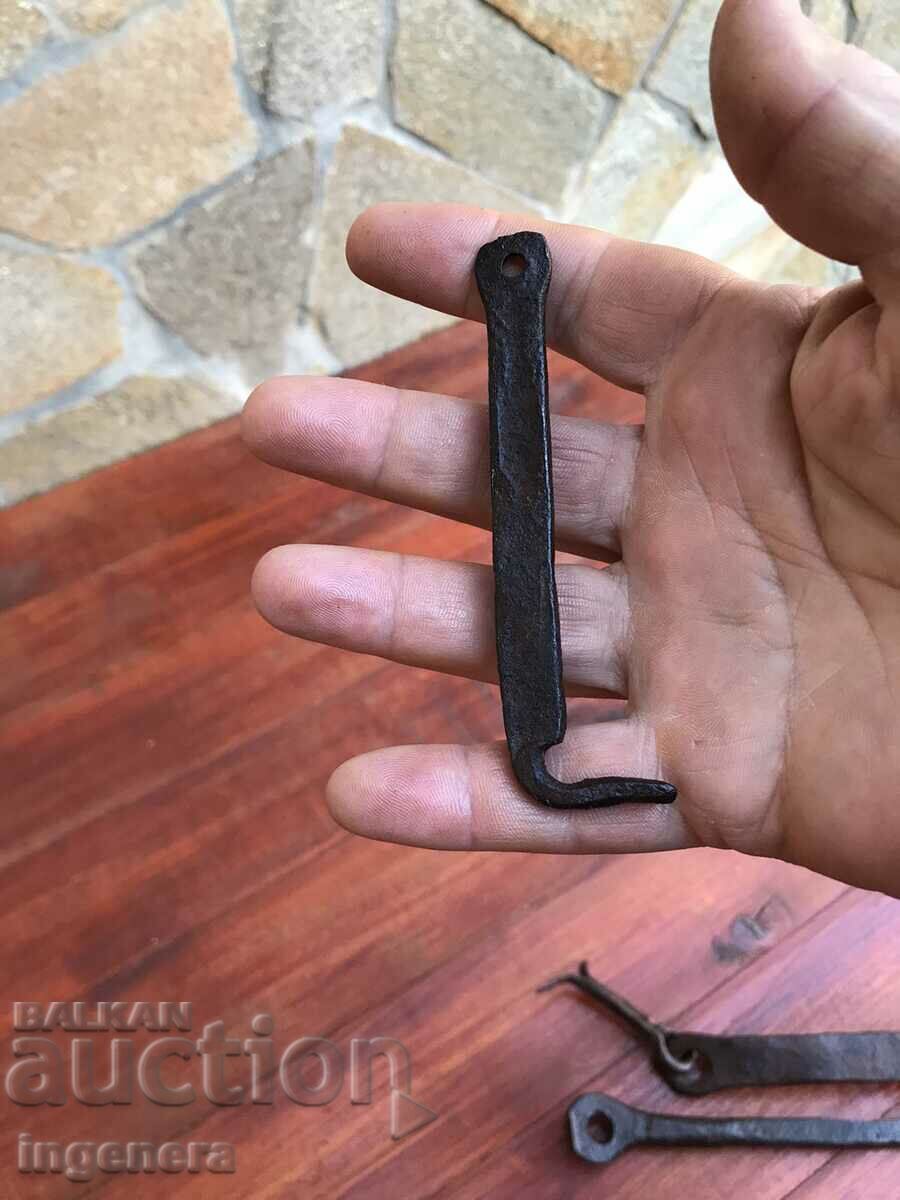 OLD WROUGHT IRON DOOR LATCH SET-3 PIECES - 6 OLD WROUGHT IRON DOOR LATCH SET-3 PIECES - 6