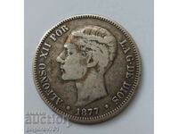 5 песети сребро Испания 1877 - сребърна монета #246