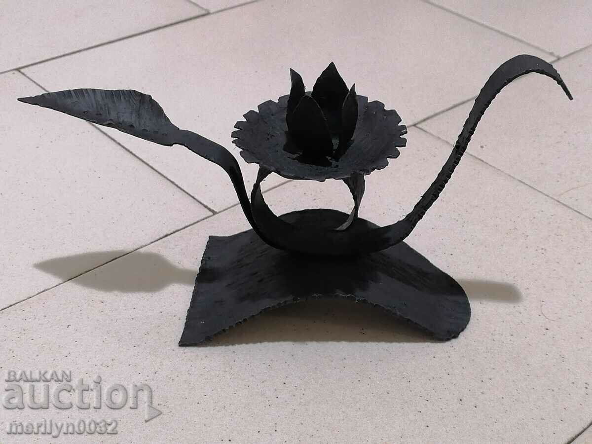 Παλιό λαμπτήρα κηροπήγιο από σφυρήλατο σίδερο - 7