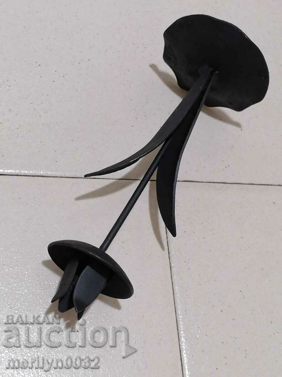 Old wrought iron candlestick lamp - 5 Old wrought iron candlestick lamp - 5