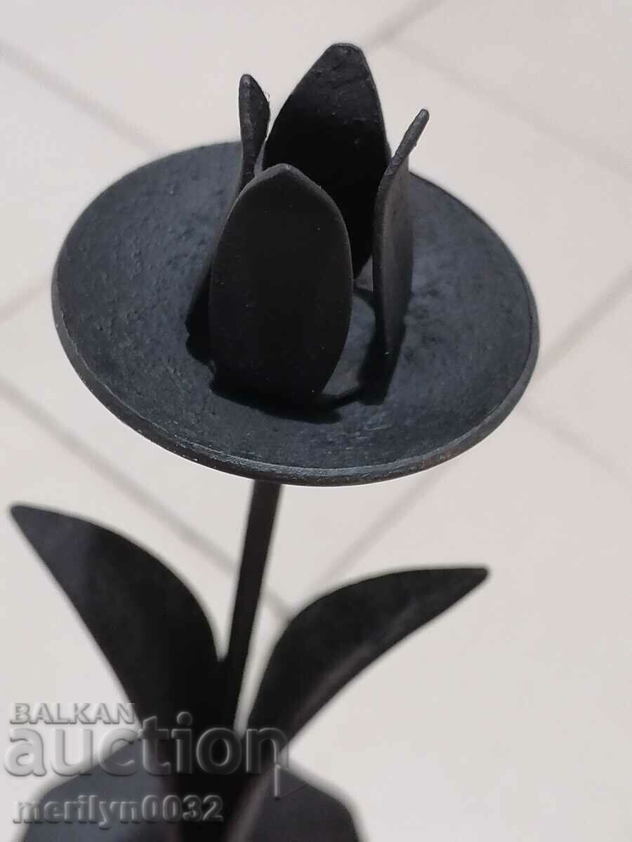 Old wrought iron candlestick lamp - 6 Old wrought iron candlestick lamp - 6