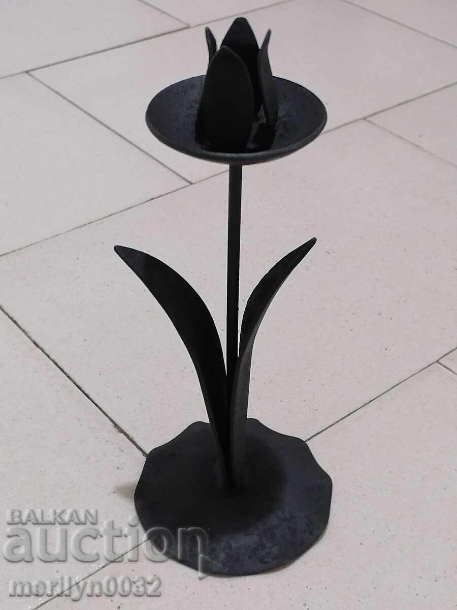 Old wrought iron candlestick lamp - 7 Old wrought iron candlestick lamp - 7