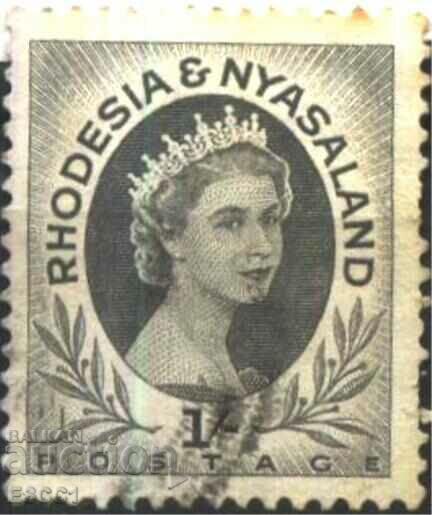 Клеймована марка Кралица Елизабет 1954 от Родезия и Нясаленд