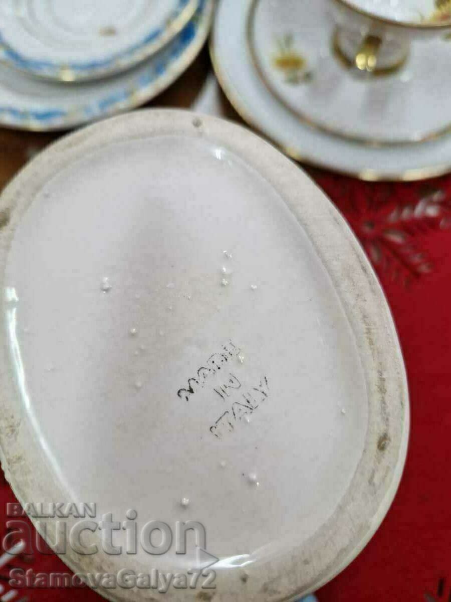 Много красива антикварна италианска порцеланова амфора купа - 7