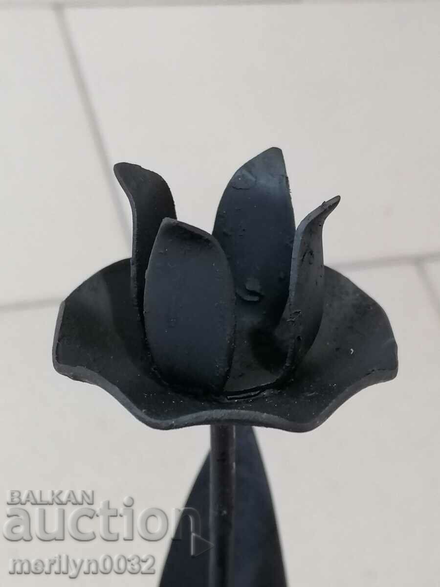 Old wrought iron candlestick lamp - 5 Old wrought iron candlestick lamp - 5