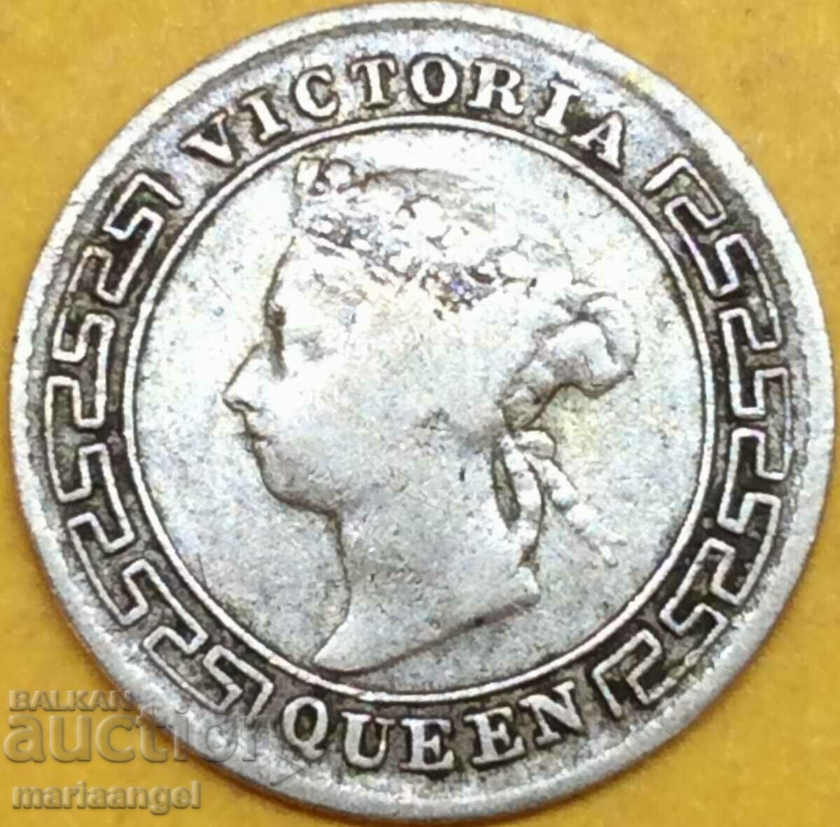 Ceylon 10 Centi 1897 Anglia Regina Victoria Argint