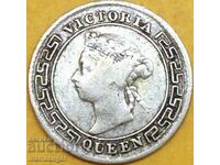 Цейлон 10 цента 1897 Англия кралица Виктория сребро