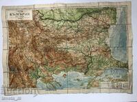 Hartă Regatul Bulgariei 1938 laminată pe pânză