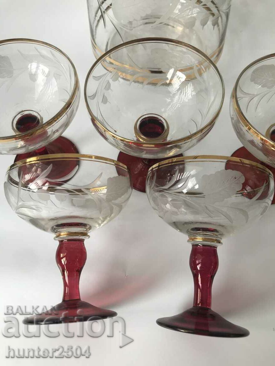 Auction Jug and cups - engraved, Auction Jug and cups - engraved,