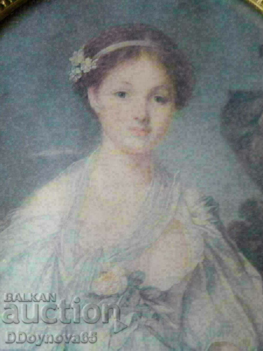 Old lithograph in a baroque frame with price 15.00 BGN | € 7.67 Old lithograph in a baroque frame with price 15.00 BGN | € 7.67