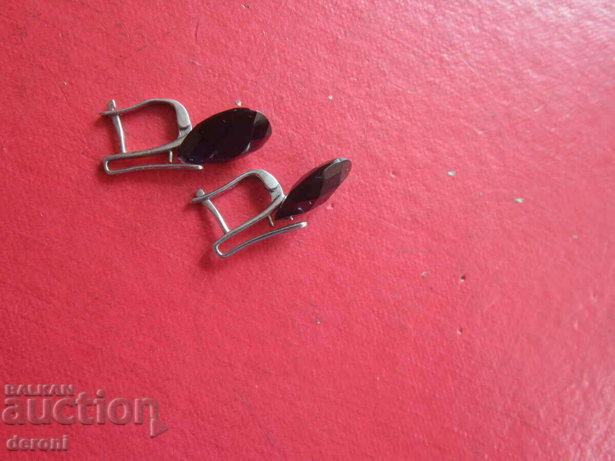 Unique silver earrings earrings 925 dark blue stones - 6