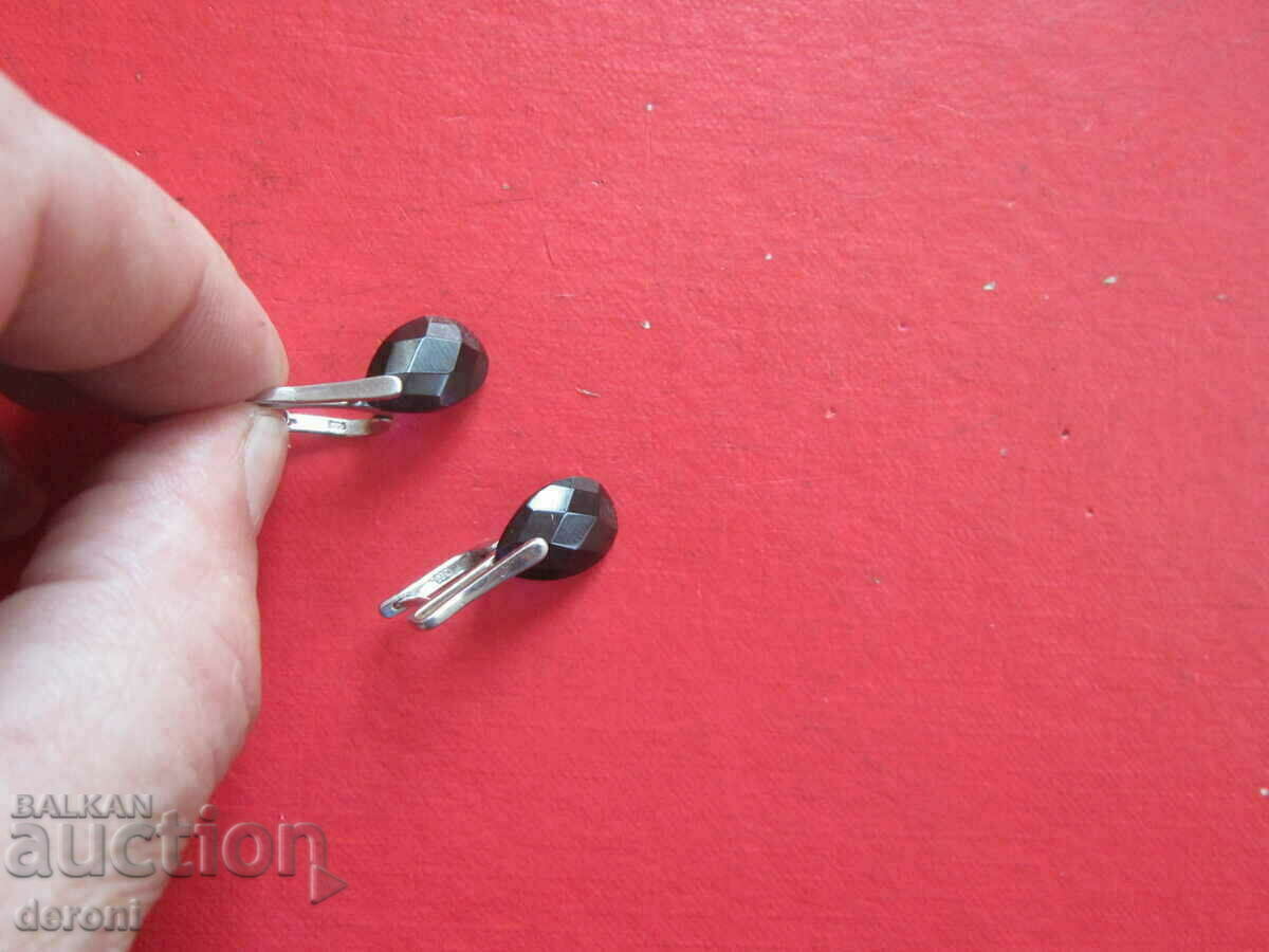 Unique silver earrings earrings 925 dark blue stones - 7