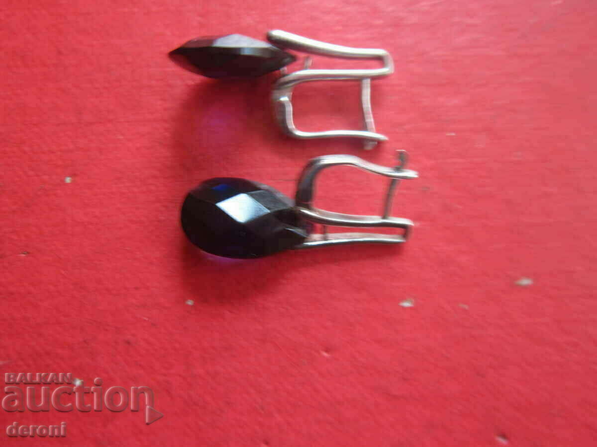 Unique silver earrings earrings 925 dark blue stones