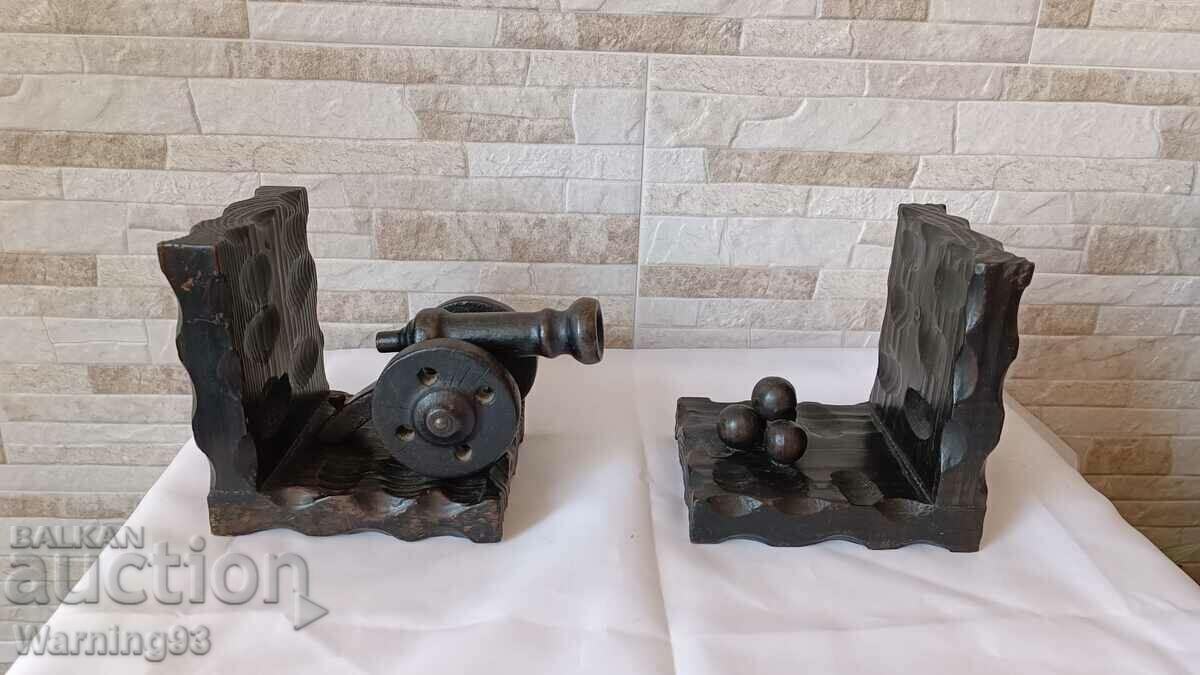 Old wooden bookends - military theme - 5 Old wooden bookends - military theme - 5