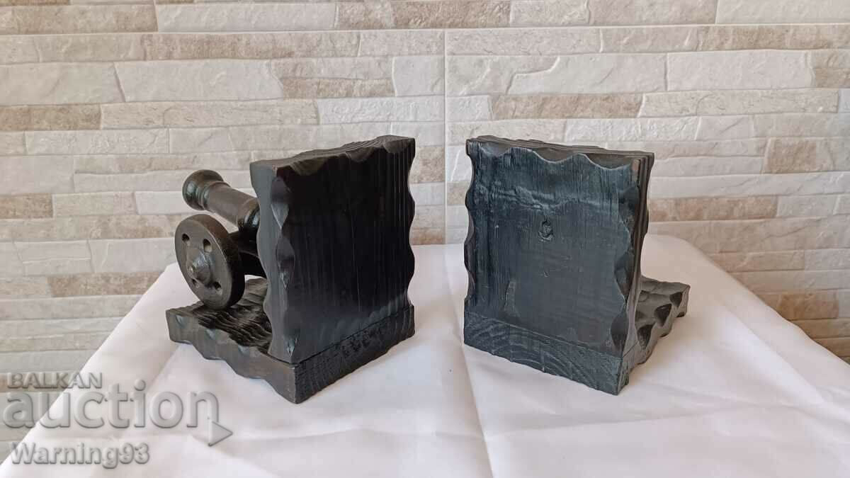 Old wooden bookends - military theme - 6 Old wooden bookends - military theme - 6