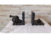 Old wooden bookends - military theme