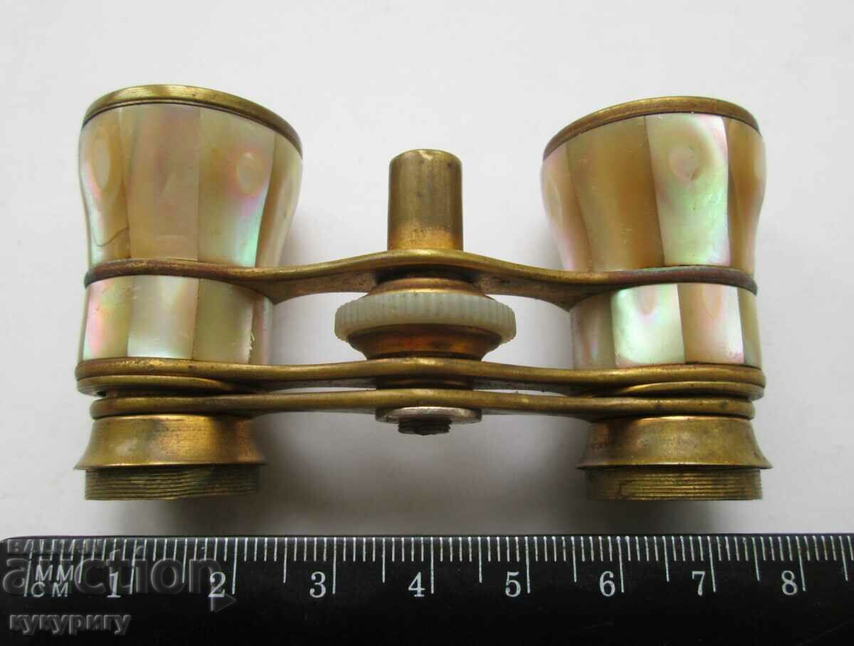 Auction  Old mother of pearl theater binoculars mother of pearl binoculars