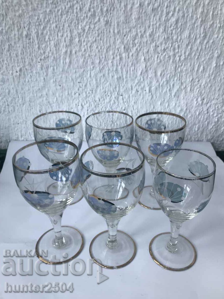 Auction Cups-6 pcs., colored, engraved, USSR, 13/6 cm Auction Cups-6 pcs., colored, engraved, USSR, 13/6 cm