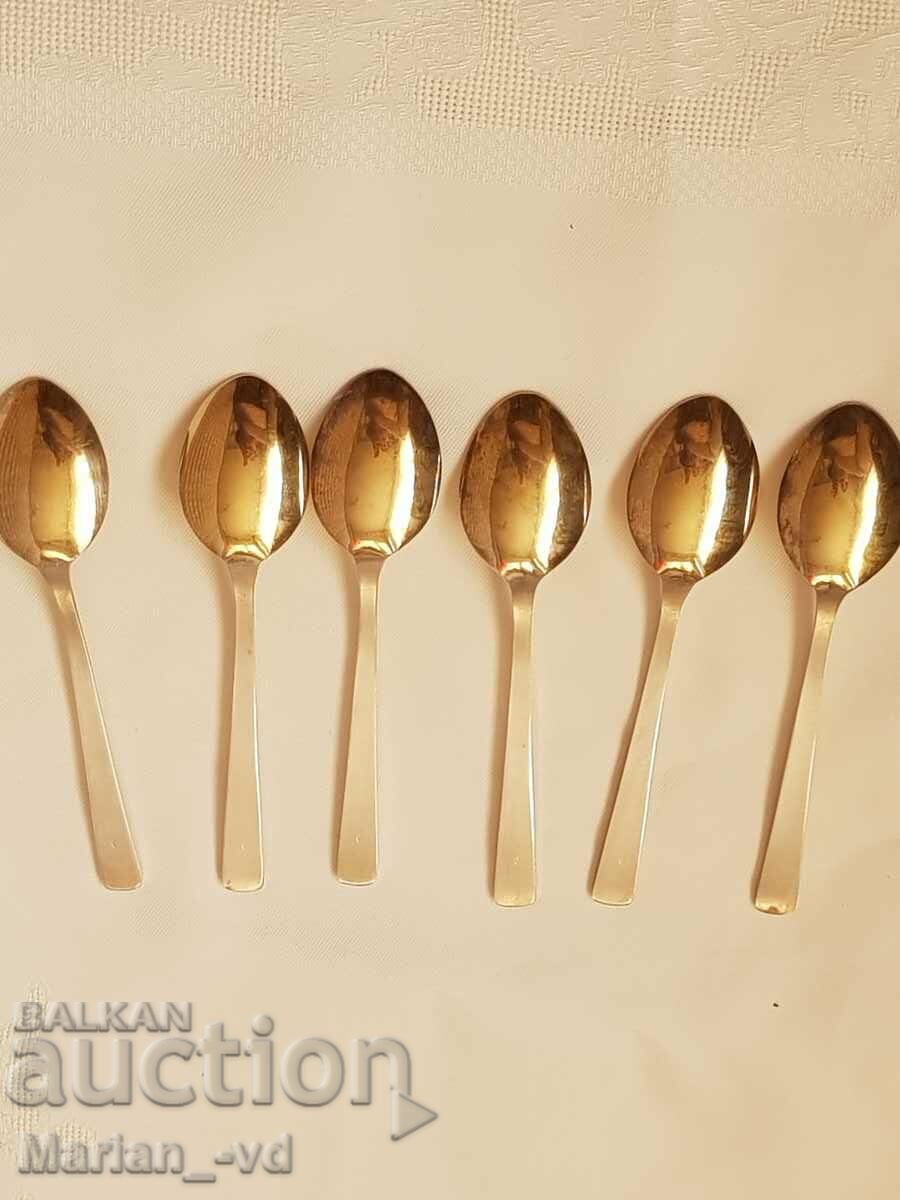 Old silver and gold plated tea spoons - 5 Old silver and gold plated tea spoons - 5