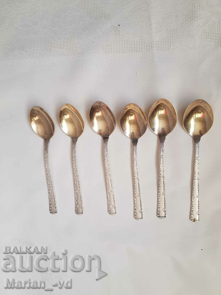 Old silver and gold plated tea spoons