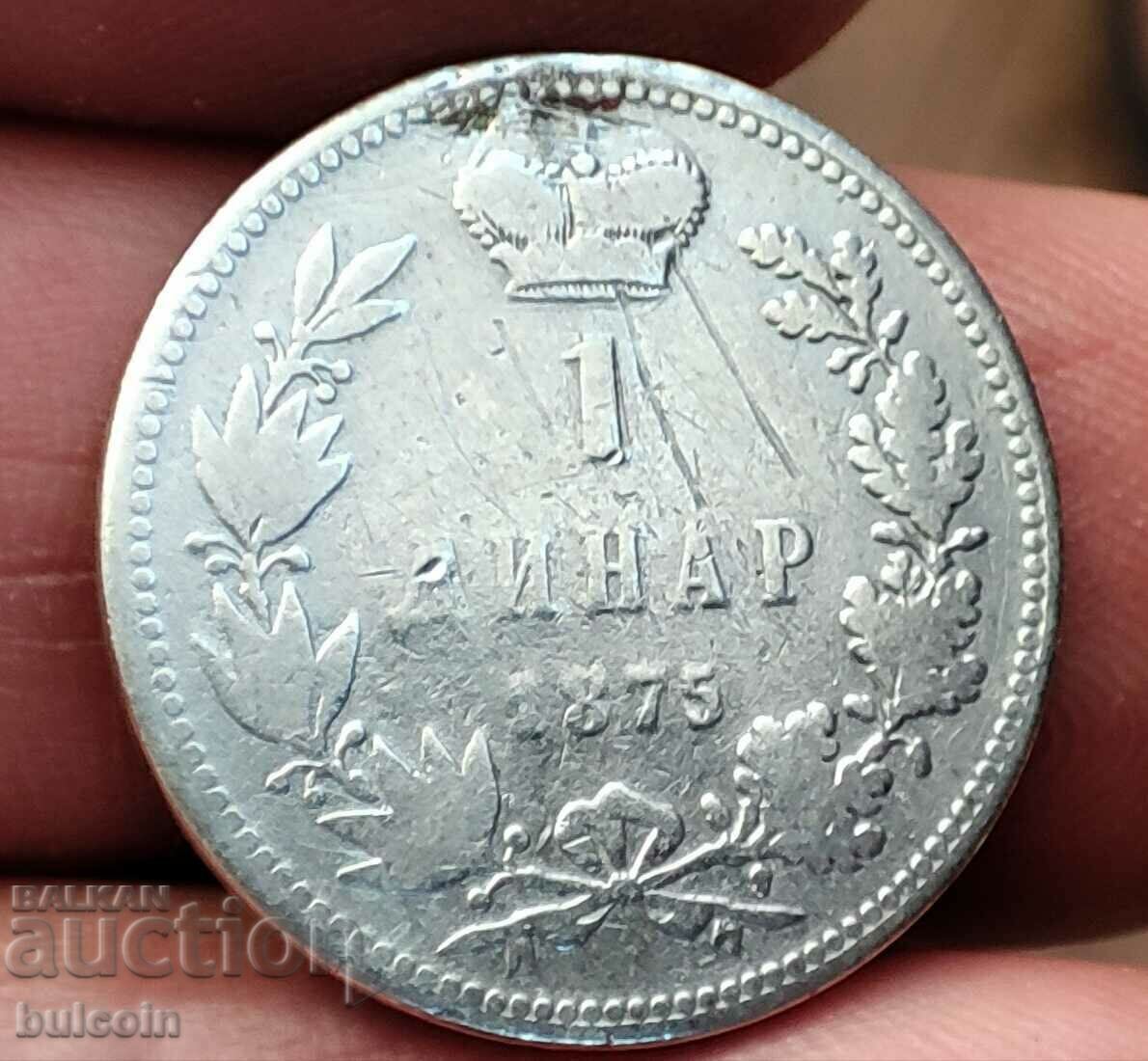 Delivery of SERBIA RARE SILVER COIN 1 DINAR 1875/ PRINCE MILAN IV Delivery of SERBIA RARE SILVER COIN 1 DINAR 1875/ PRINCE MILAN IV