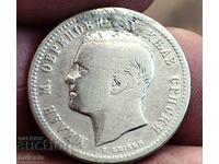 SERBIA RARE SILVER COIN 1 DINAR 1875/ PRINCE MILAN IV