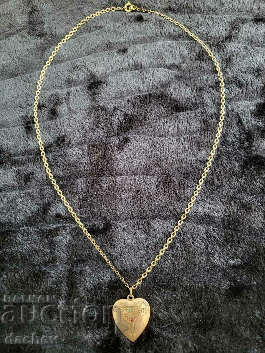 Cordon placat cu aur cu o inimă RUBY costum popular colier bijuterii