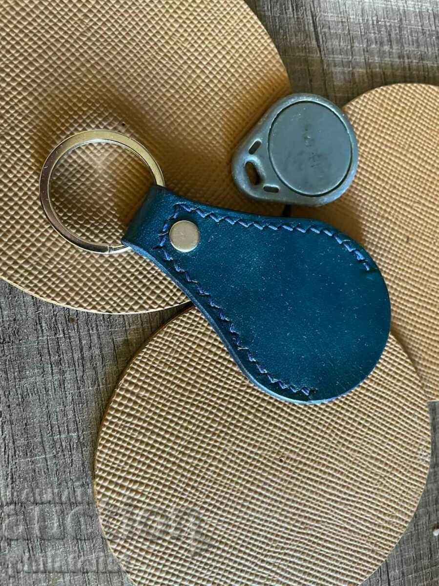 Кожен ключодържател с място за чип , син - 5 Кожен ключодържател с място за чип , син - 5