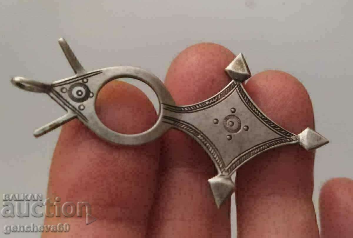 Old Silver Tuareg Cross/Talisman - 5