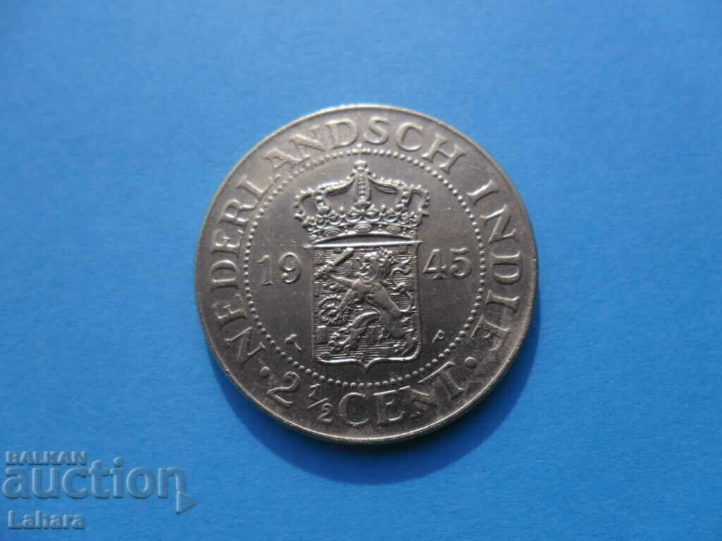 2 1/2 цента 1945 г.  Нидерландска , холандска индия