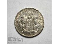 Silver coin 3 marks 1909 Hamburg Germany
