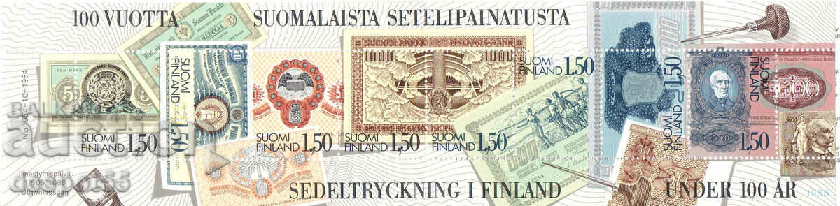1985 Финландия. 100 г от първите финландски банкноти. Карнет