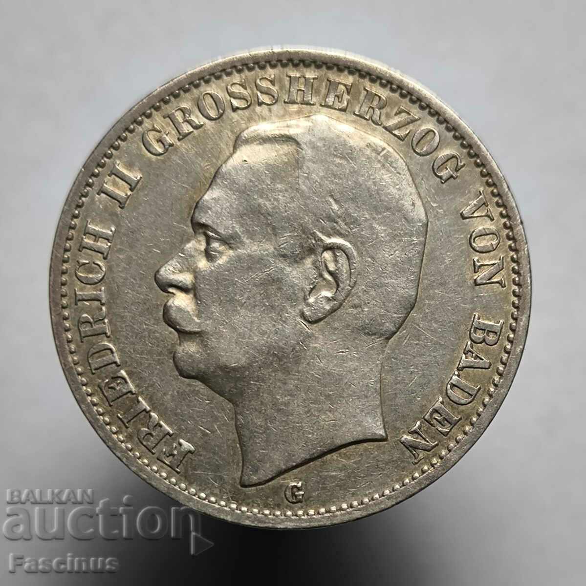 Сребърна монета 3 марки 1911 Баден Германия