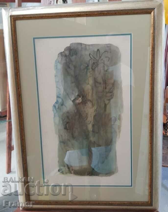 Licitație Dechko Uzunov 1899 - 1986 Acuarelă MARE Certificat de natură moartă