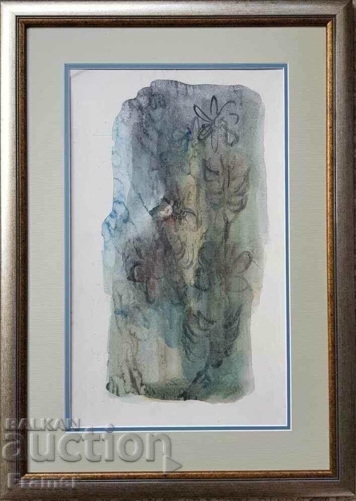 Dechko Uzunov 1899 - 1986 Πιστοποιητικό LARGE watercolor νεκρής φύσης