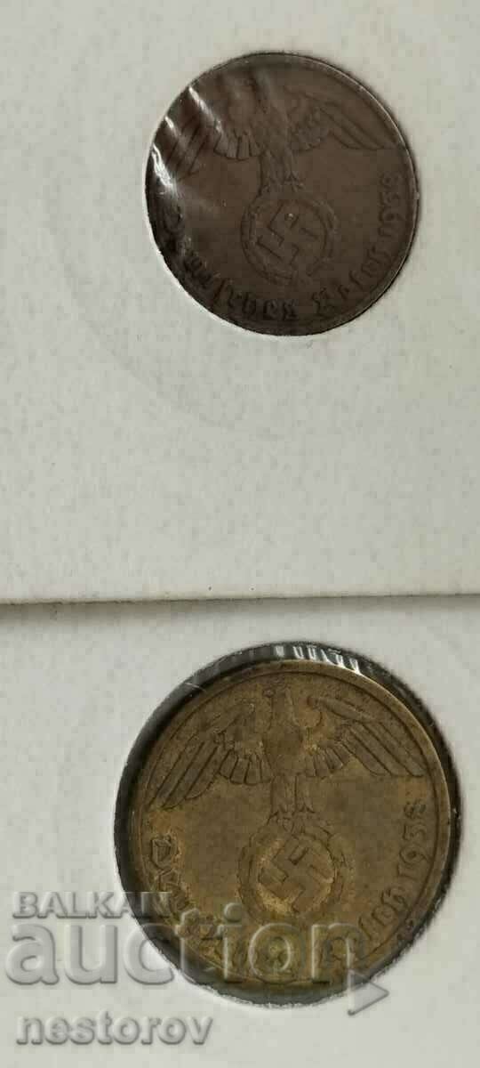 TWO COINS GERMANY 1938 with price 7.00 BGN | € 3.58 TWO COINS GERMANY 1938 with price 7.00 BGN | € 3.58