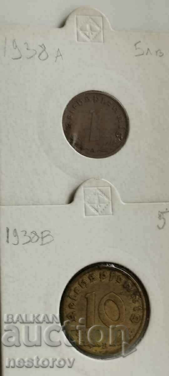 TWO COINS GERMANY 1938