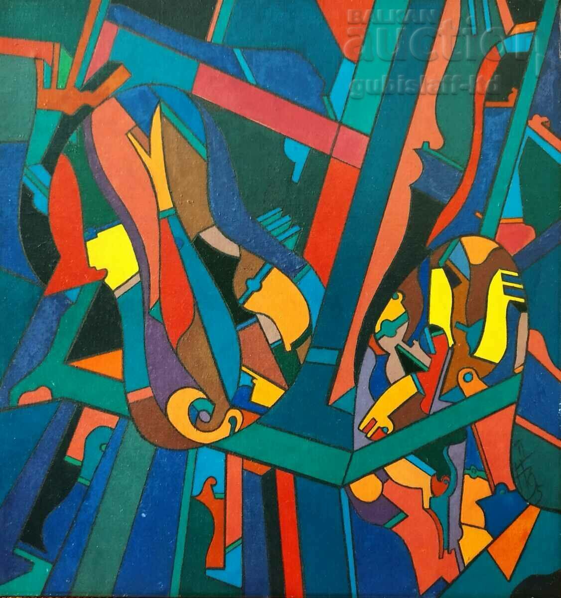 Painting, abstraction, cubism, art. Bogdan Benev, 1995