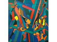 Painting, abstraction, cubism, art. Bogdan Benev, 1995