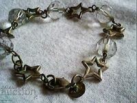 old silver bracelet with faceted crystals sample 925 11g
