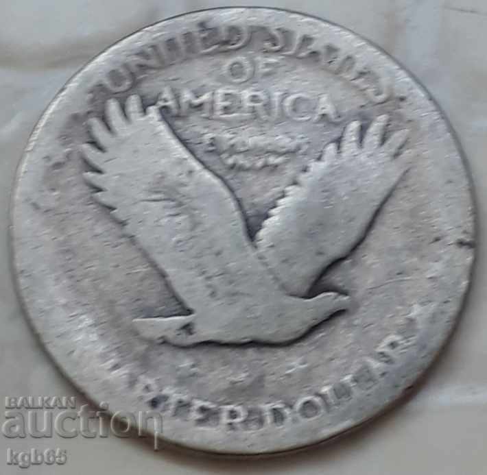 25 cents 1925 USA. Silver coin.