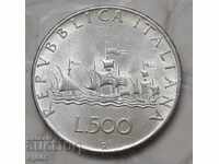 500 de lire sterline 1966. Italia.Monetă de argint. # 1