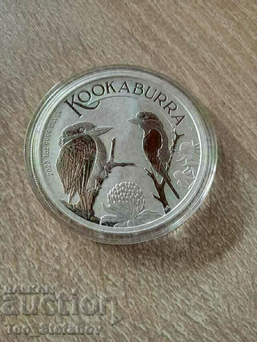 Ασημί Kookaburra Αυστραλία 1 2023 $