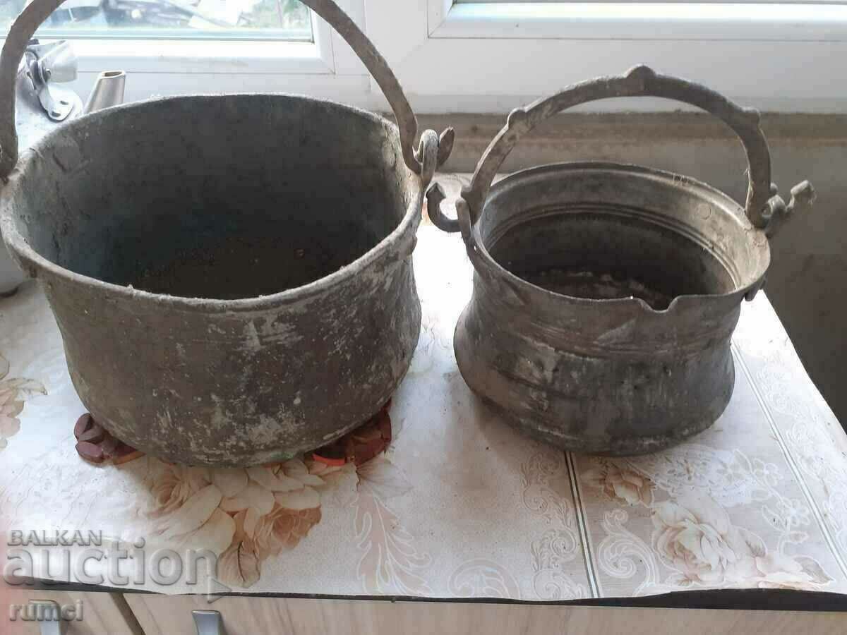 Two pieces of old copper chops Two pieces of old copper chops