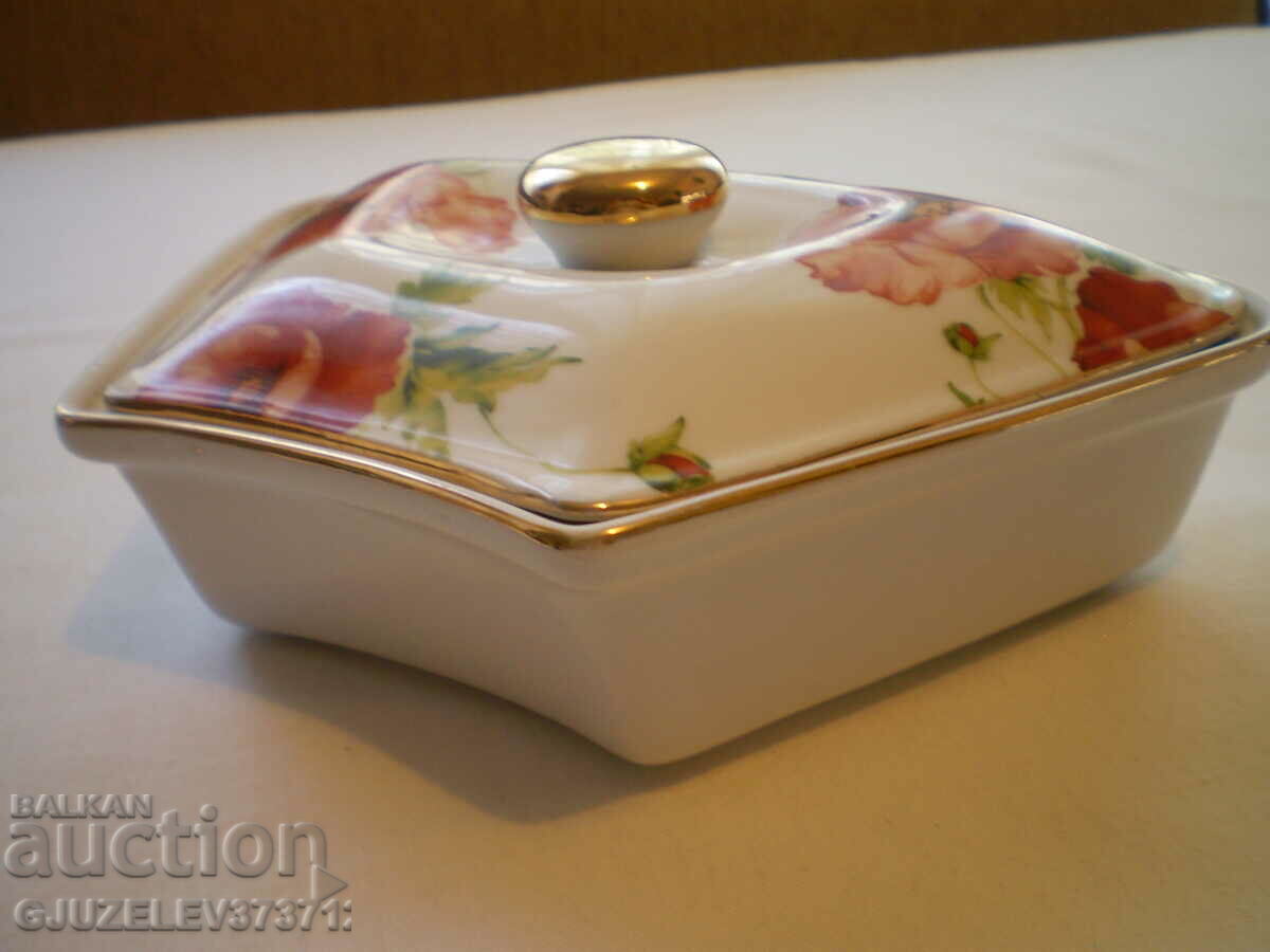 Kingensin Porcelain Vintage Bowl with Poppies Flower Lid - 5 Kingensin Porcelain Vintage Bowl with Poppies Flower Lid - 5