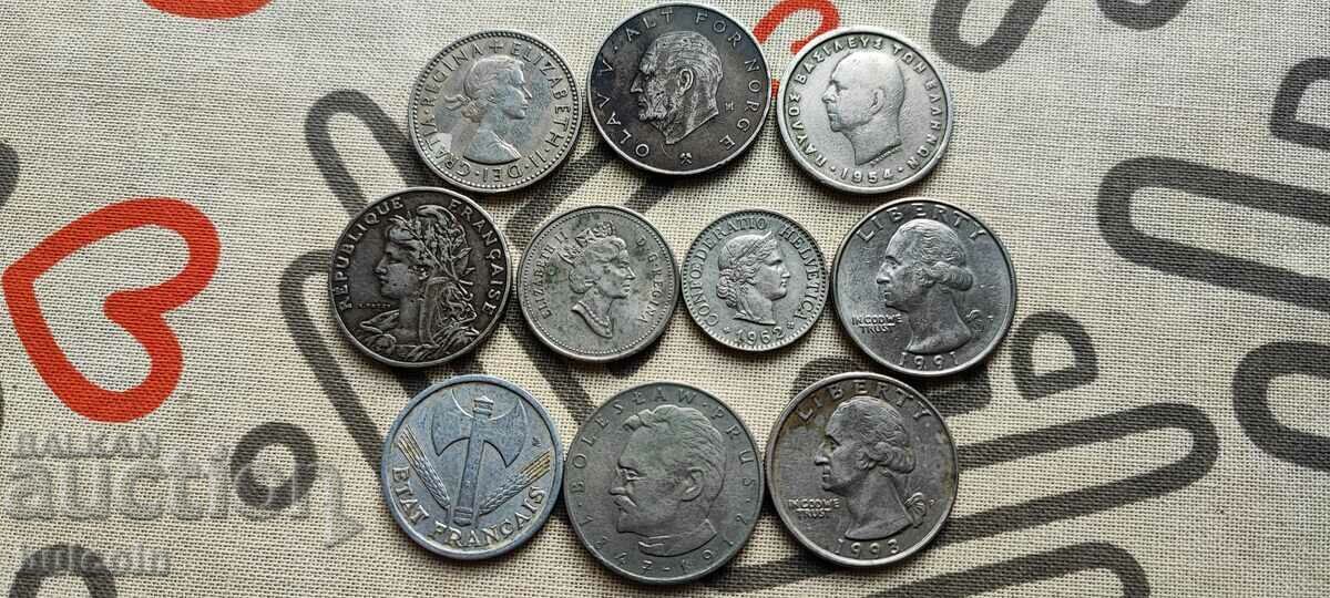 LOT of 10 COINS 1905-1993 EUROPE/ USA with price 5.99 BGN | € 3.06 LOT of 10 COINS 1905-1993 EUROPE/ USA with price 5.99 BGN | € 3.06