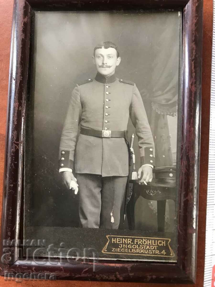 FRAME WOOD PHOTO GLASS SOLDIER OLD