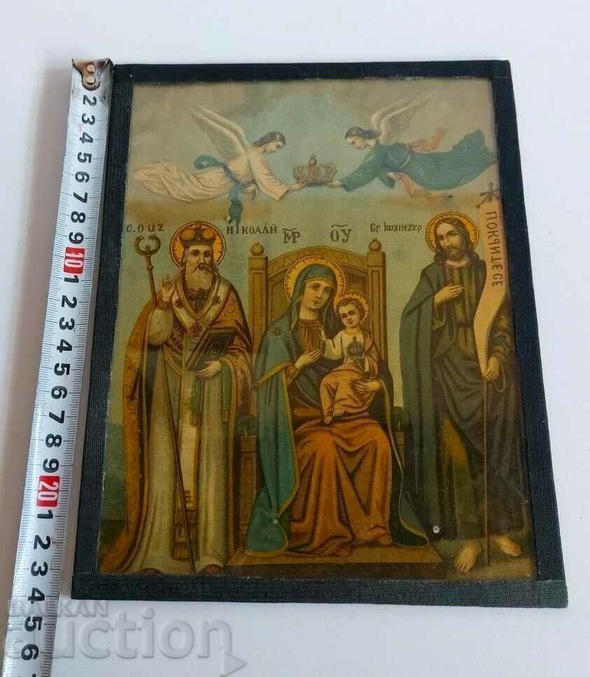 1924 ICONA LITOGRAFĂ FECIOARĂ MARIA ISUS HRISTOS SFINȚII... - 5