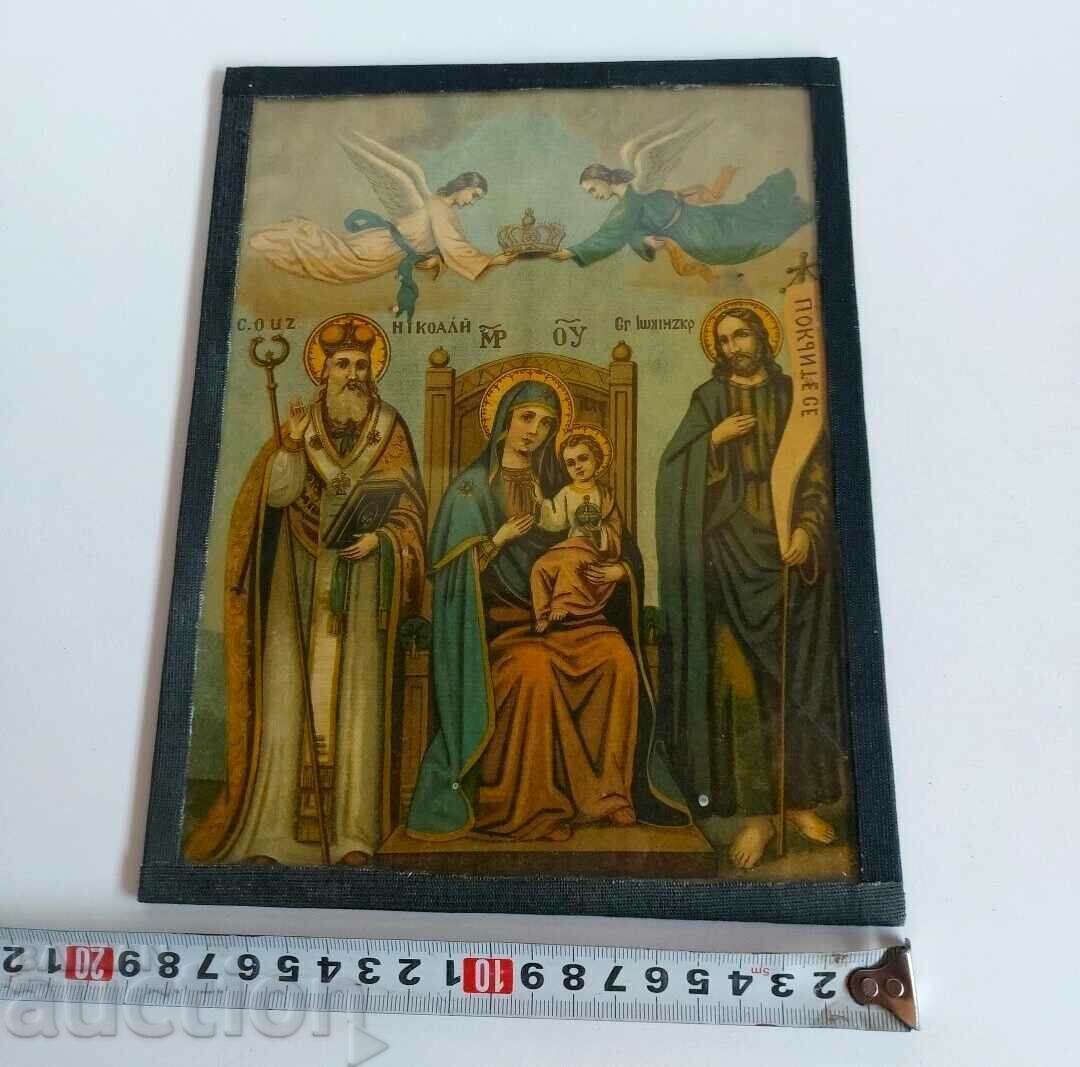 1924 ICON LITHOGRAPH VIRGIN MARY JESUS CHRIST SAINTS ... - 6