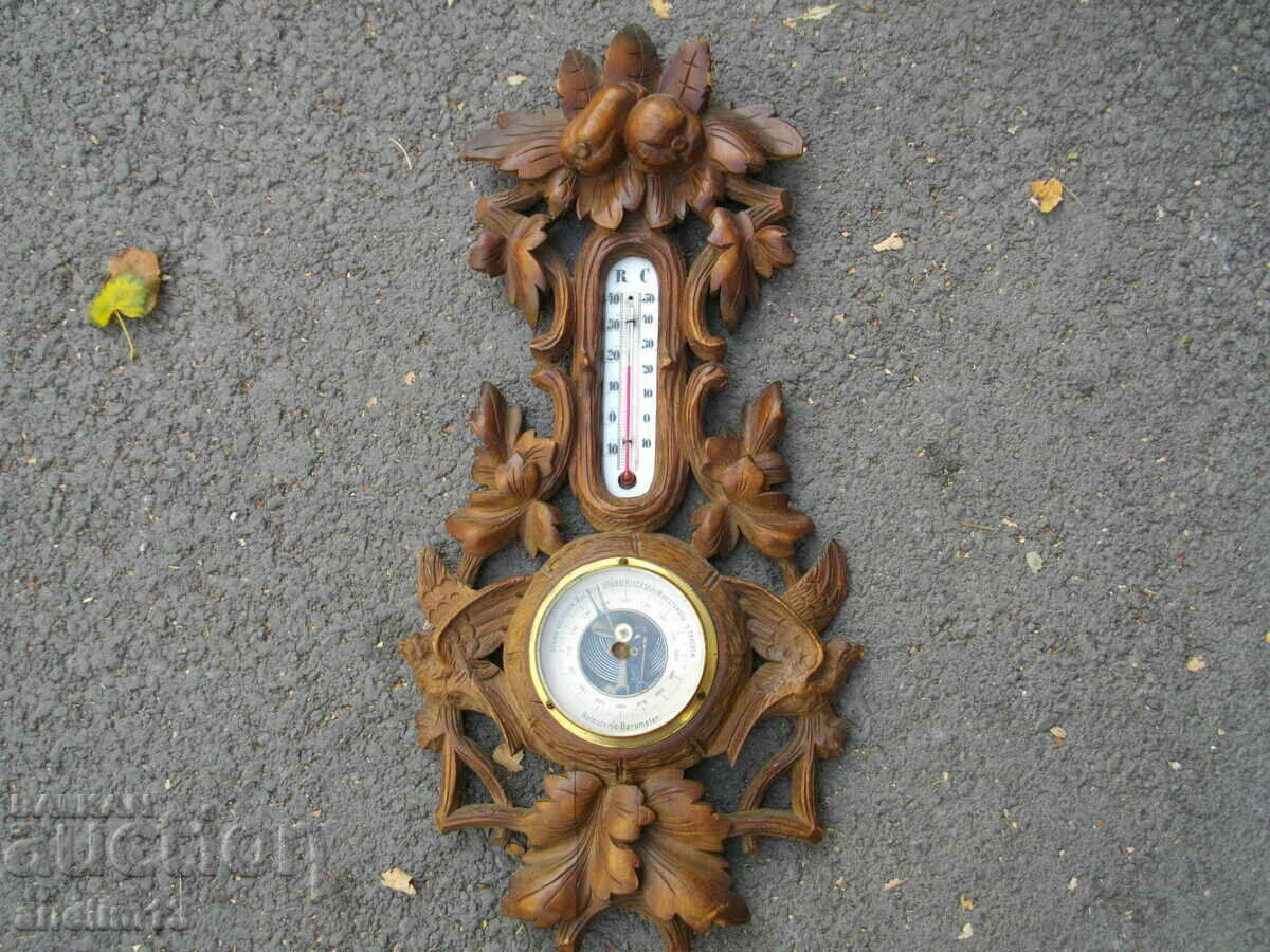 OLD BAROMETER THERMOMETER BLACKWALD WOOD CARVING with price 180.00 BGN | € 92.03 OLD BAROMETER THERMOMETER BLACKWALD WOOD CARVING with price 180.00 BGN | € 92.03